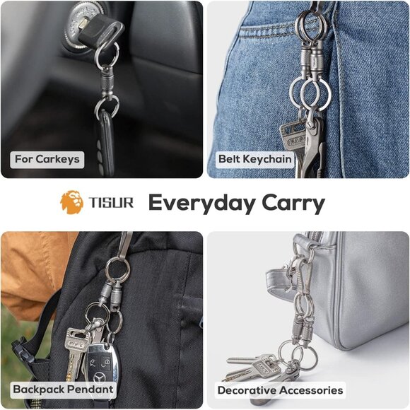 Titanium Quick Release Keychain Retractable Key Chain Detachable Keychain Clip - Picture 5 of 7